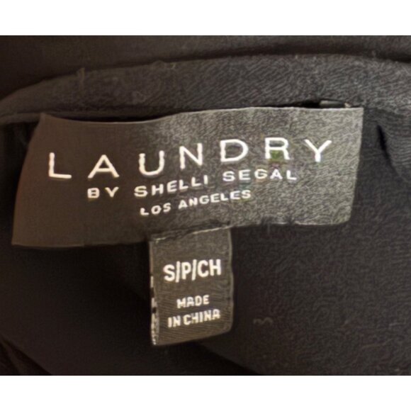 Laundry By Shelli Segal Women's Small Black L/S Ruffle Hem Top Bell Sleeves - Picture 7 of 8